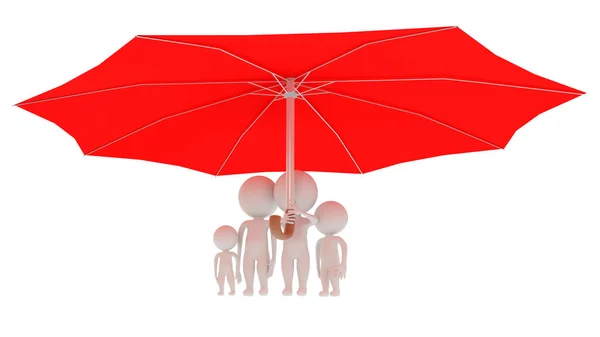 우산붉은 아버지가 자녀를 렌더링 — 스톡 사진