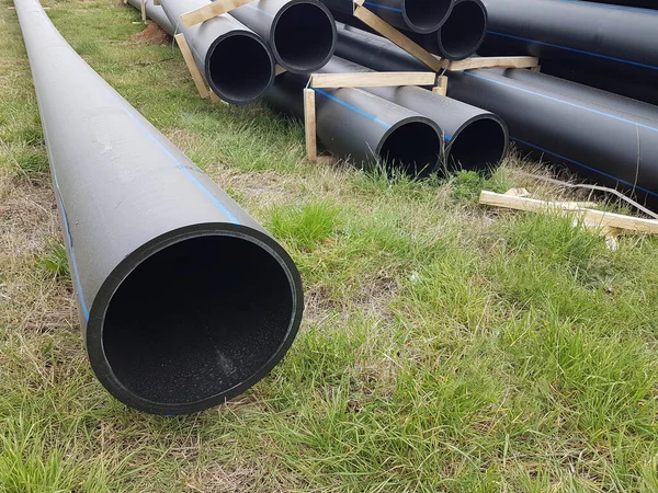 Tuyaux Drainage Plastique Pile Reliant Les Uns Aux Autres Par — Photo