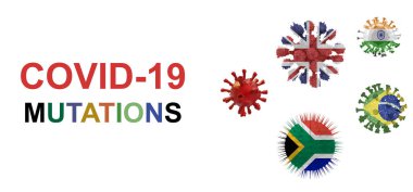 covid virus mutation covid-19 coronavirus british brazilian indian south african  background pandemic - 3d rendering clipart