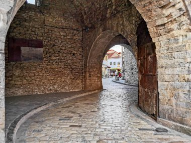 Dolunay gecesi Yunanistan 'da ioannina kenti göl bölgesi