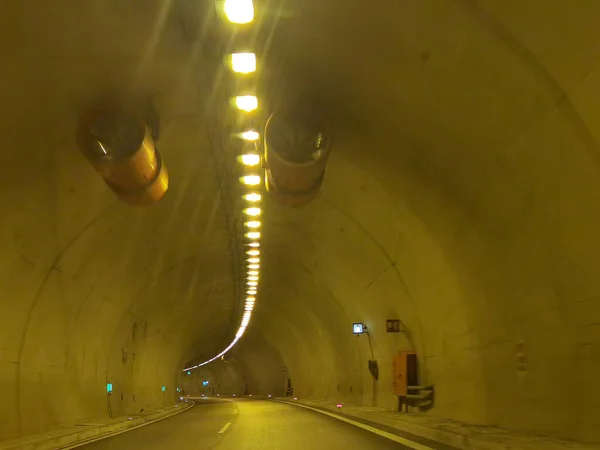 Tunnel Egnatia Highway Greece Lights Speed Blur Transportations Background Cars — Stock Photo, Image