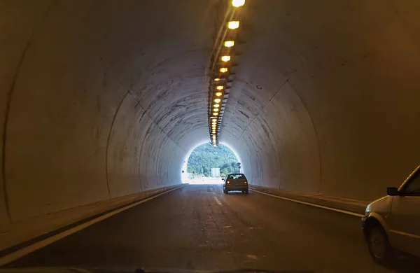 Túnel Egnatia Carretera Griega Luces Desenfoque Velocidad Transportes Coches Fondo —  Fotos de Stock