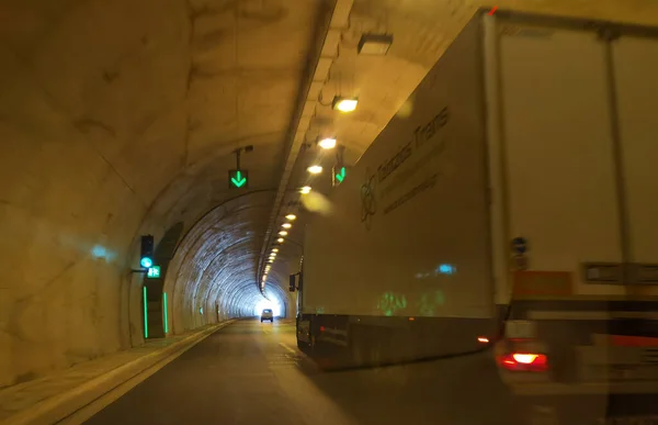 Tunel Egnatia Autostrady Światła Greckie Rozmycie Prędkości Transporty Tło Samochody — Zdjęcie stockowe