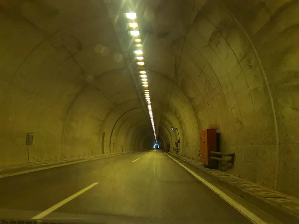 Túnel Egnatia Rodovia Greece Luzes Velocidade Borrão Carros Fundo Transportes — Fotografia de Stock