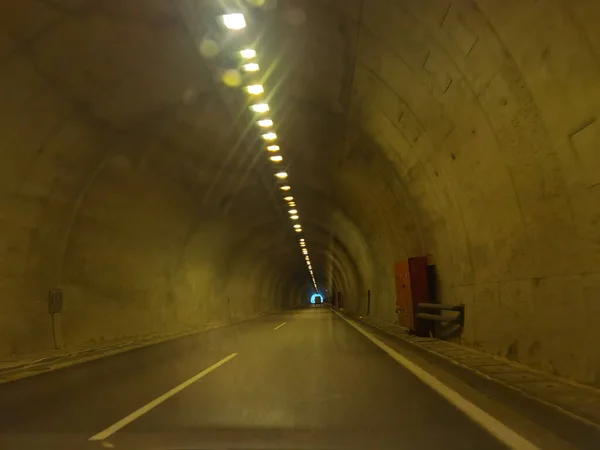 Túnel Egnatia Rodovia Greece Luzes Velocidade Borrão Carros Fundo Transportes — Fotografia de Stock