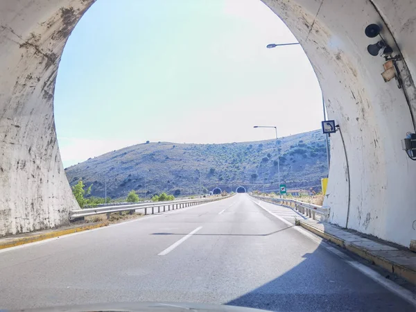 Túnel Egnatia Carretera Griega Luces Desenfoque Velocidad Transportes Coches Fondo — Foto de Stock