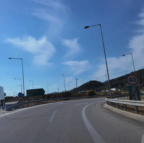 Туннель Egnatia Шоссе Греция Огни Размытие Скорости Транспорт Задние Автомобили — стоковое фото