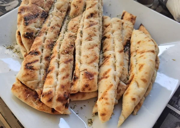 Taart Pita Voedsel Geroosterd Traditioneel Griekenland Bovenaanzicht — Stockfoto