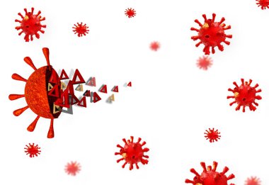 Virüs mutasyonu varyasyonu delta covid-19 virüs coronavirüs arkaplan metin sözcüğü 3d - 3D görüntüleme