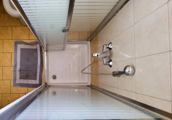Cabine Duche Banheiro Moderno Mármores Vidro — Fotografia de Stock