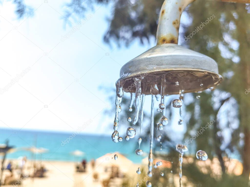 shower  by the sea water drops summer background