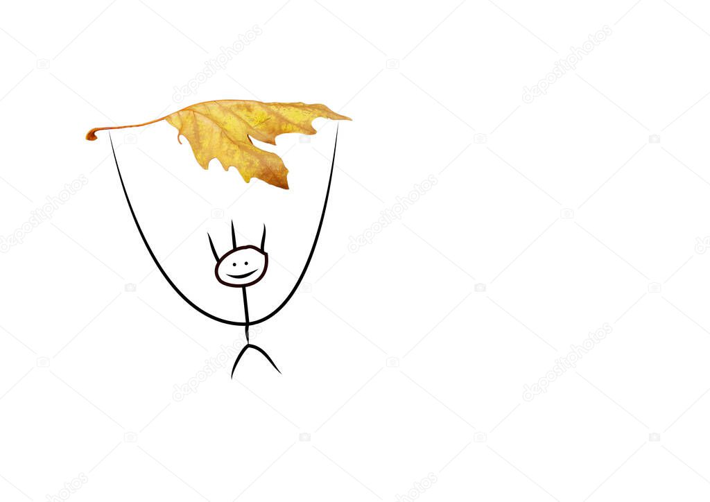 autumn leaf parachute man falls for background - 3d rendering