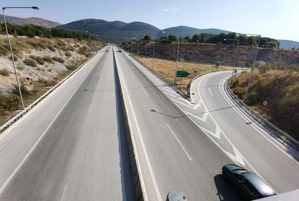 Route Tourner Déviation Dans Egnatia Rue Grec — Photo