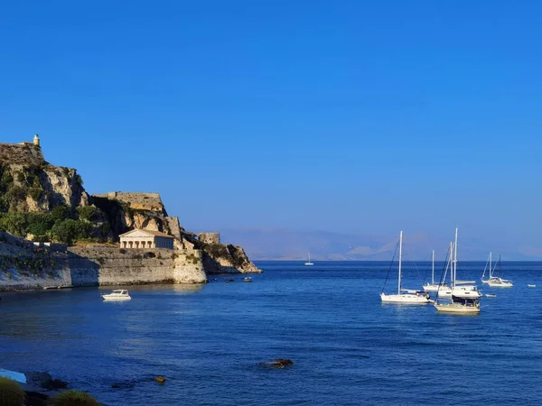 Corflu Ilha Castelo Luz Igreja George Junto Mar Grécia — Fotografia de Stock