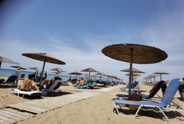 Edytoria Chalicounas Beach Grecja Serca 2021 Halikounas Beach Corfu Island — Zdjęcie stockowe