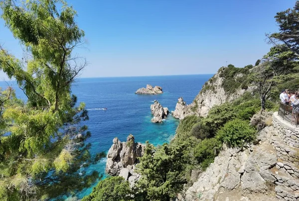 Palaiokastritsa Plage Mer Saison Estivale Sur Île Corfou — Photo