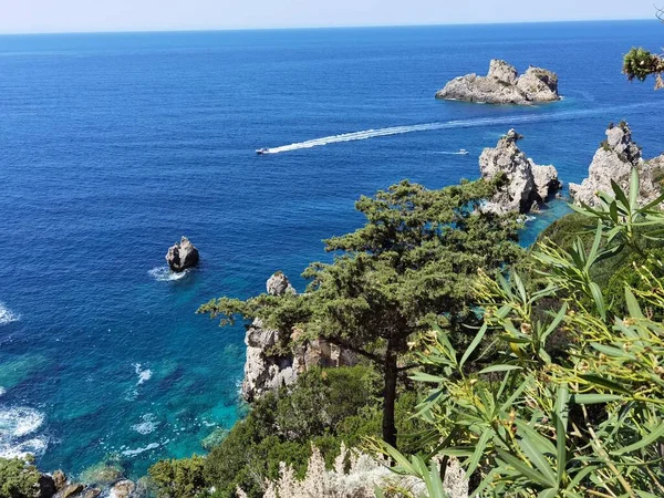 Palaiokastritsa Plage Mer Saison Estivale Sur Île Corfou — Photo