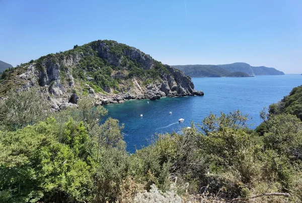 Palaiokastritsa Plage Mer Saison Estivale Sur Île Corfou — Photo