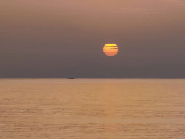 Zonsondergang Zee Zon Voor Nacht Zomer Korfoe Eiland Griekenland — Stockfoto