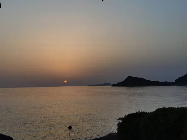 Zonsondergang Zee Zon Voor Nacht Zomer Korfoe Eiland Griekenland — Stockfoto