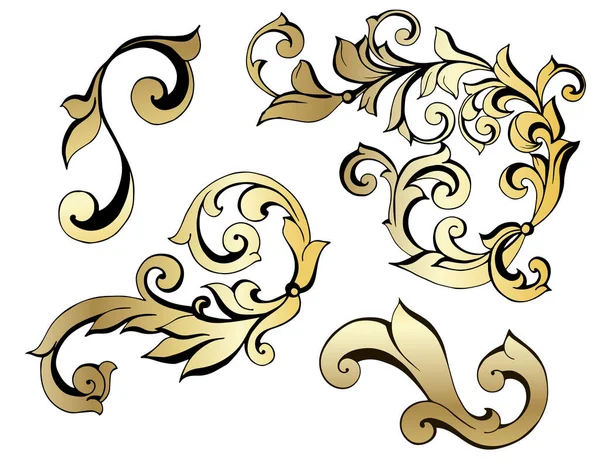 Vintage barokke damast decor antiquestyle acanthus — Stockvector