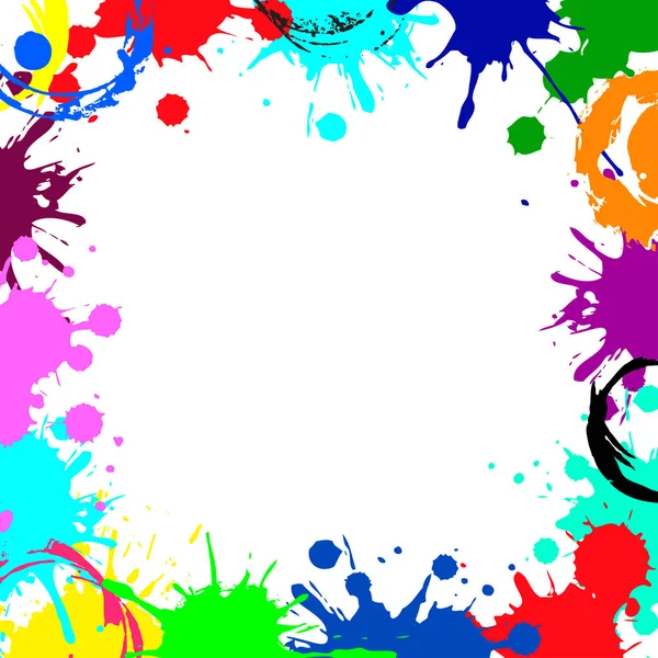 Cadre vide abstrait de blobs d'encre de couleur éclaboussure — Image vectorielle