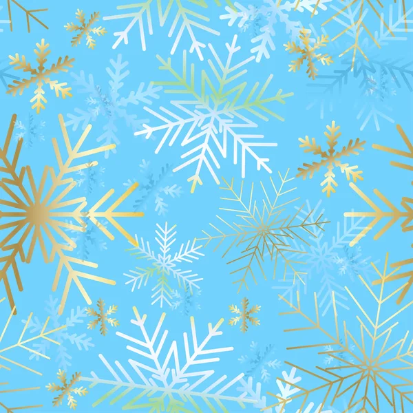 Kerstkaart. Sneeuwvlokken Winter naadloos patroon — Stockvector