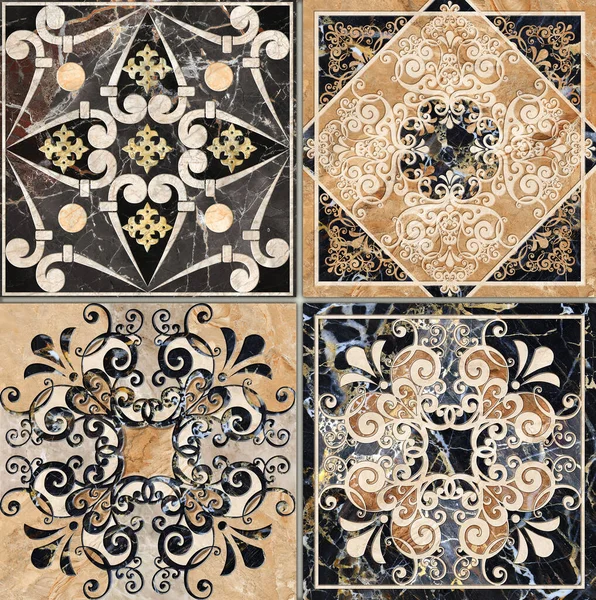 Design piastrelle digitali decorazione damascato muro in ceramica — Foto Stock