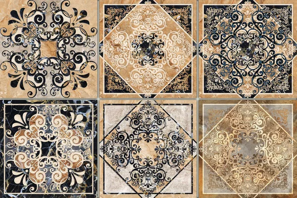 stock image Digital tile design ceramic wall damask decoration