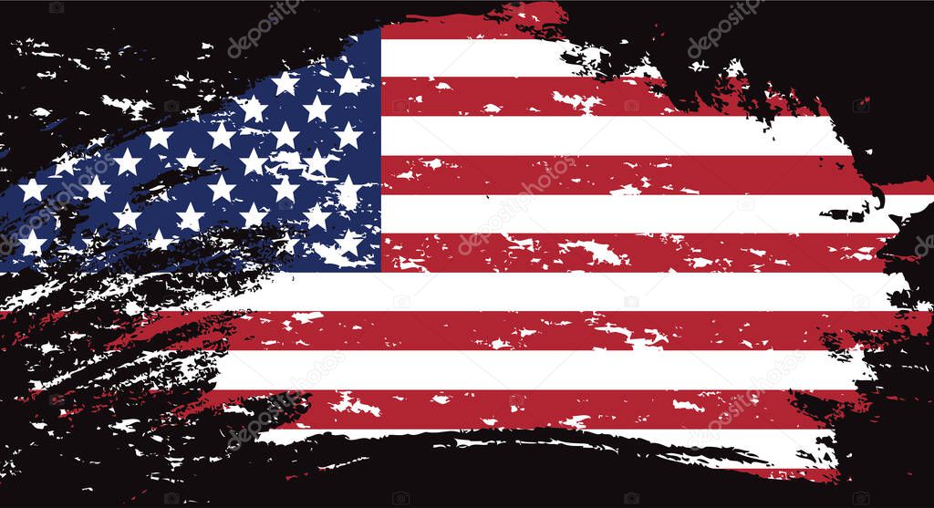 USA flag in grunge style.Old dirty American flag. American Symbol. Icon For Website Or Mobile App