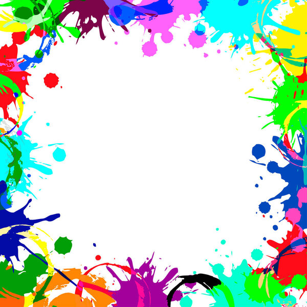абстрактная пустая рамка из цветных чернильных пятен брызг