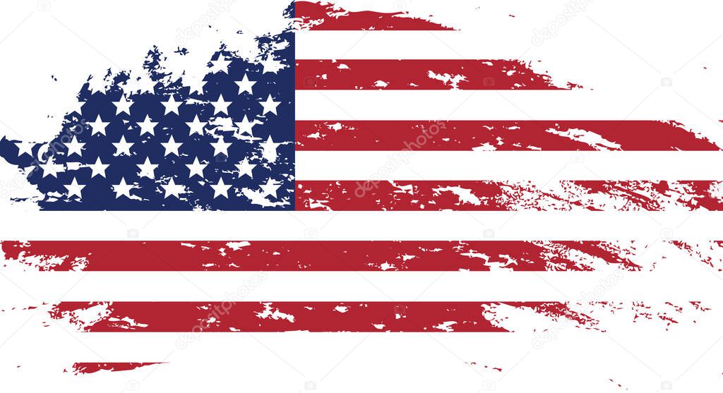 USA flag in grunge style. Old dirty American flag.