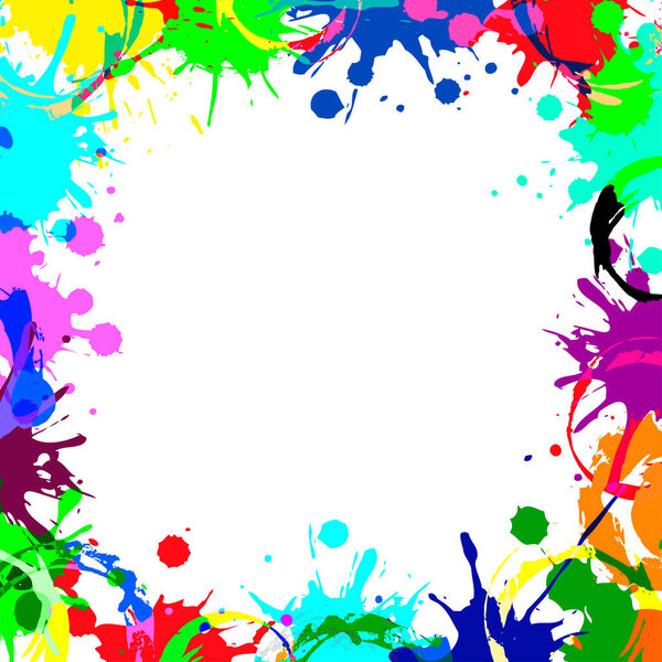 абстрактная пустая рамка из цветных чернильных пятен брызг