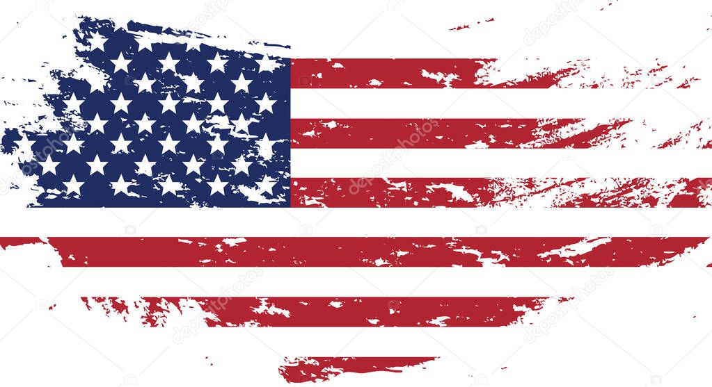 USA flag in grunge style.Old dirty American flag. American Symbol. Icon For Website Or Mobile App
