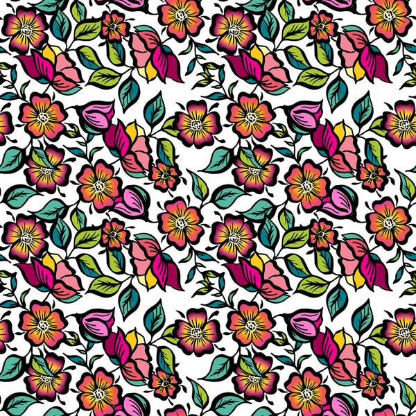 Seamless pattern of vintage flower floral vector — Stock Vector