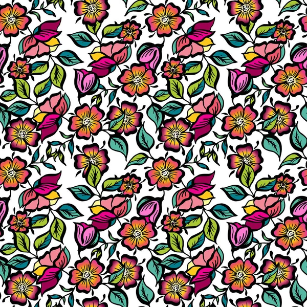 Patrón sin costura de flor vintage vector floral — Vector de stock