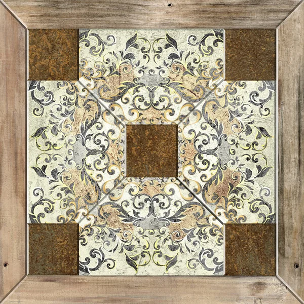 Digital tile design ceramic wall damask decoration — Stock Photo, Image