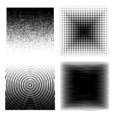 Mürekkep monokrom yarım ton kare biçimlerinin vektör koleksiyonu