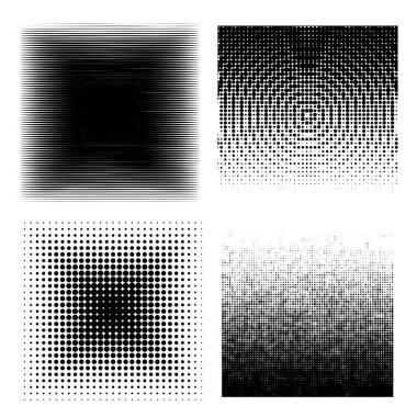 Mürekkep monokrom yarım ton kare biçimlerinin vektör koleksiyonu