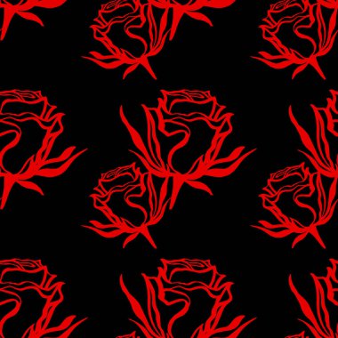 Rose 'un vektör çizimi izole edildi. Kusursuz desen