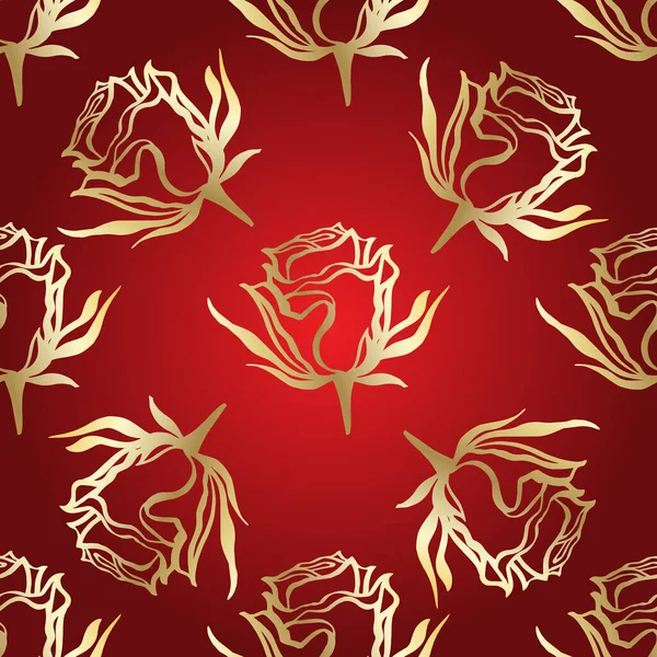 Vector sketch of rose isolated. Seamless pattern