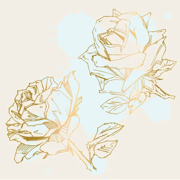 El çizimi gül. Vektör çizimi. Klasik dövme tarzı gül. Tasarım için çiçek motifi çizimi.