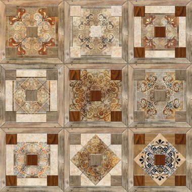 Seramik duvar döşeme dekorasyonu. Soyut damaske yama kalıbı. Yüksek kalite fotoğraf