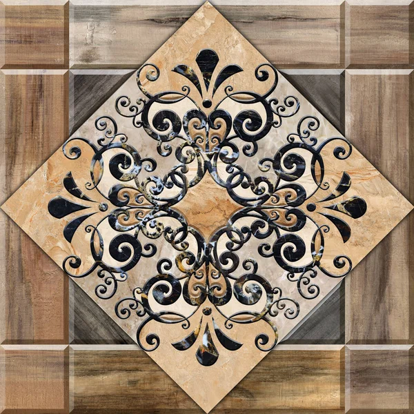 Digital Tiles Design Rendering Colorful Ceramic Wall Floor Tiles Decoration — Stock Photo, Image