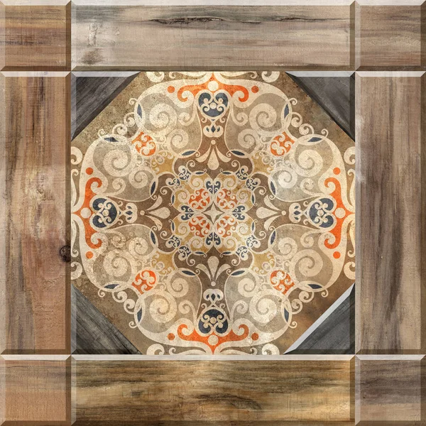 Digital Tiles Design Rendering Colorful Ceramic Wall Floor Tiles Decoration — Stock Photo, Image