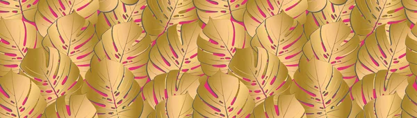Monstera Tropical Leaf Vector Illustration Impressão Verão Bandeira Vetorial Design — Vetor de Stock
