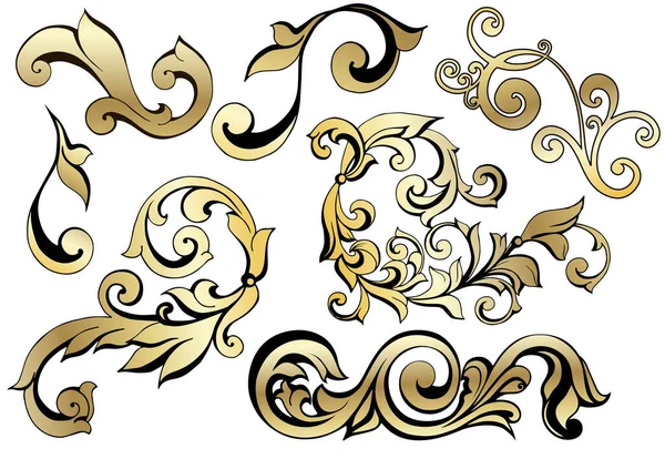 Vektor Damašek Vinobraní Barokní Svitek Ornament Vír Viktoriánský Monogram Heraldický — Stockový vektor