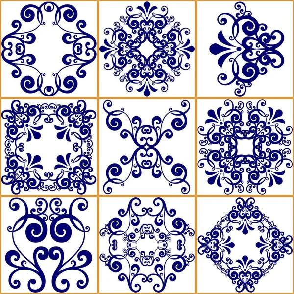 Nahtlose Flickschusterei Keramikfliese Aus Majolika Portugiesische Und Spanische Dekoration Keramische — Stockvektor