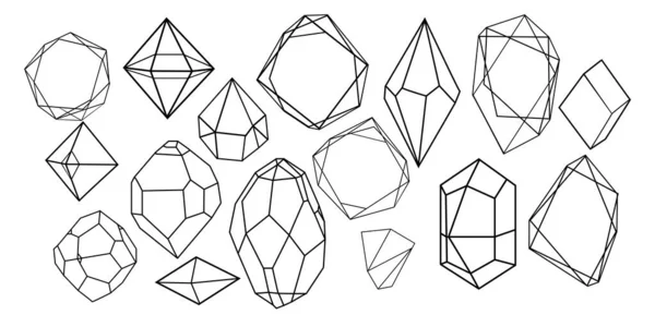 Vector Set Von Goldenen Luxus Kristall Diamanten Shapes Border Collection — Stockvektor