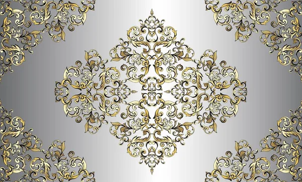 Vector Damask Vintage Baroque Ornaments 고전적 양식의 Seamless Pattern Wallpaper — 스톡 벡터